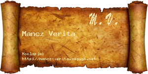 Mancz Verita névjegykártya